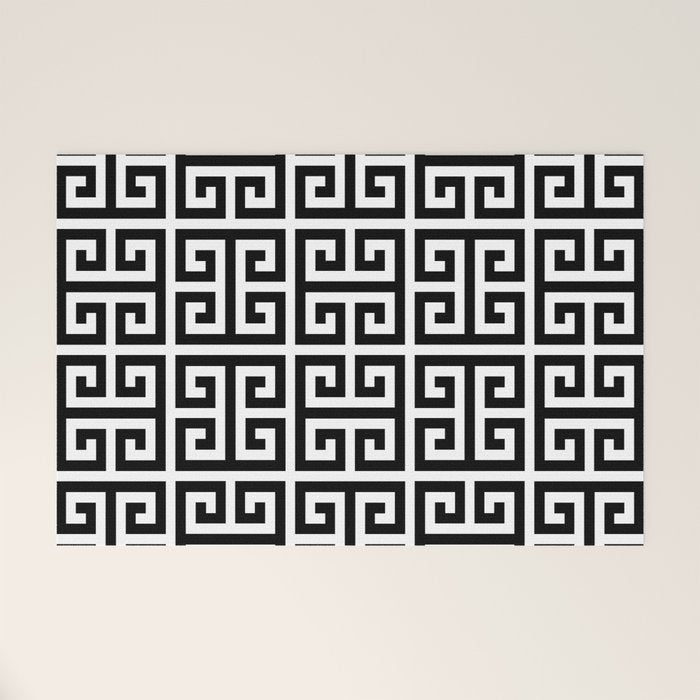 Greek Key (White & Black Pattern) Welcome Mat Gallery Image 1