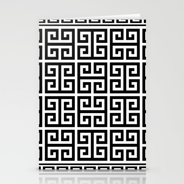 Greek Key (White & Black Pattern) Stationery Card Gallery Image 2