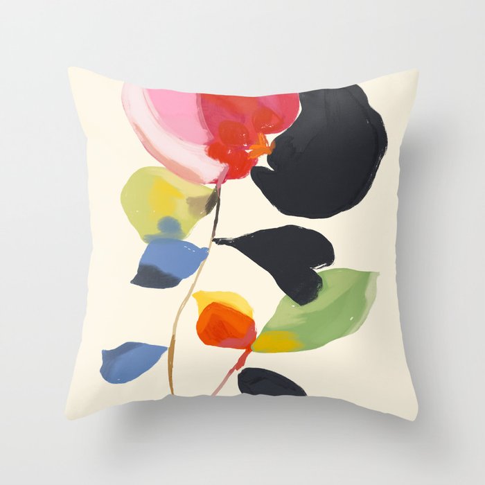 Minimal Abstract Colorful Flower Throw Pillow Gallery Image 6