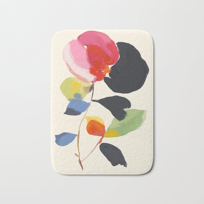 Minimal Abstract Colorful Flower Bath Mat Gallery Image 1