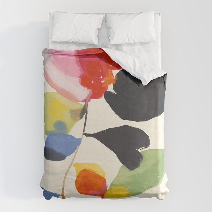 Minimal Abstract Colorful Flower Duvet Cover Gallery Image 1