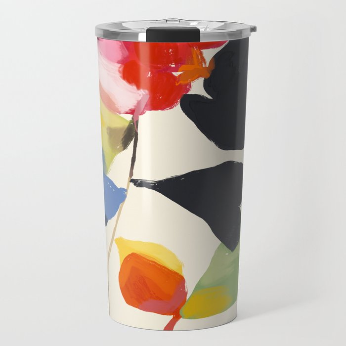 Minimal Abstract Colorful Flower Travel Mug Gallery Image 1
