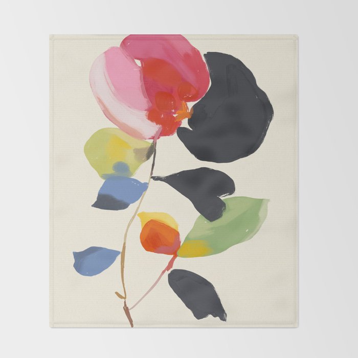 Minimal Abstract Colorful Flower Throw Blanket Gallery Image 2