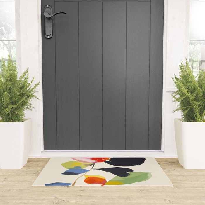 Minimal Abstract Colorful Flower Welcome Mat Gallery Image 3