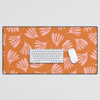 Pink and Orange Wispy Leaves Contemporary Abstract Pattern Desk Mat Gallery Image 1