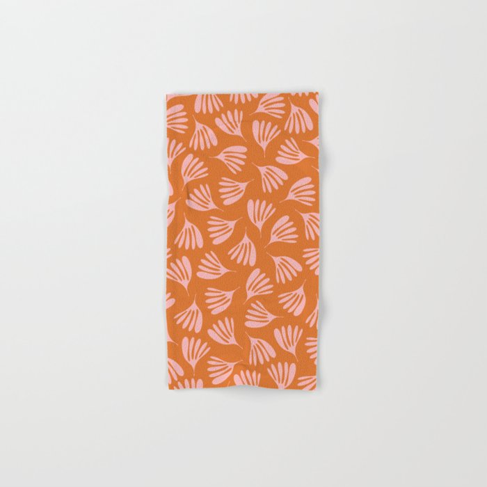 Pink and Orange Wispy Leaves Contemporary Abstract Pattern Bath Towel Gallery Image 1