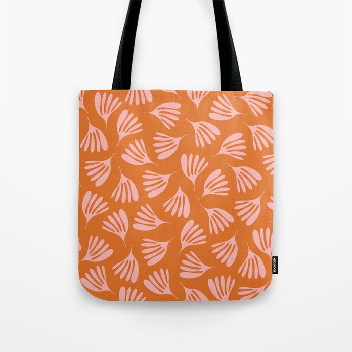 Pink and Orange Wispy Leaves Contemporary Abstract Pattern Tote Bag Gallery Image 1