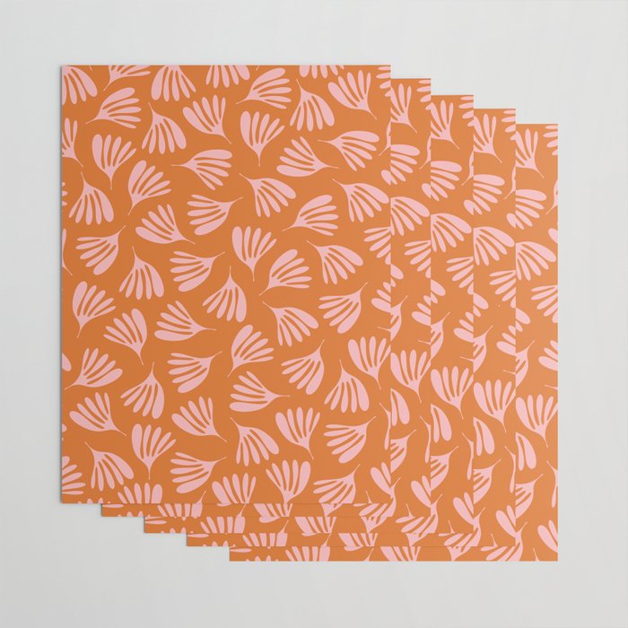 Pink and Orange Wispy Leaves Contemporary Abstract Pattern Wrapping Paper Gallery Image 3