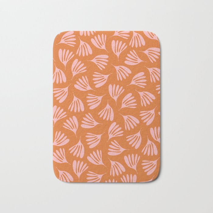 Pink and Orange Wispy Leaves Contemporary Abstract Pattern Bath Mat Gallery Image 1