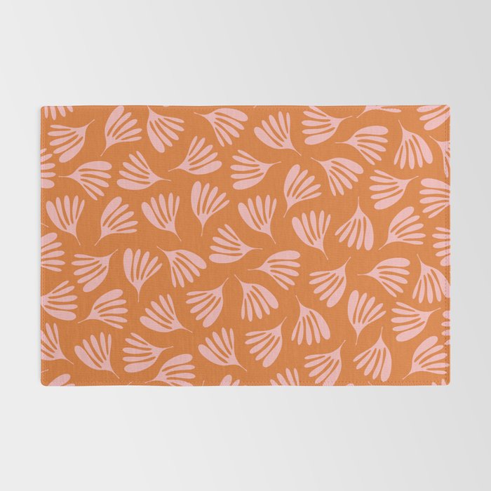 Pink and Orange Wispy Leaves Contemporary Abstract Pattern Rug Gallery Image 2