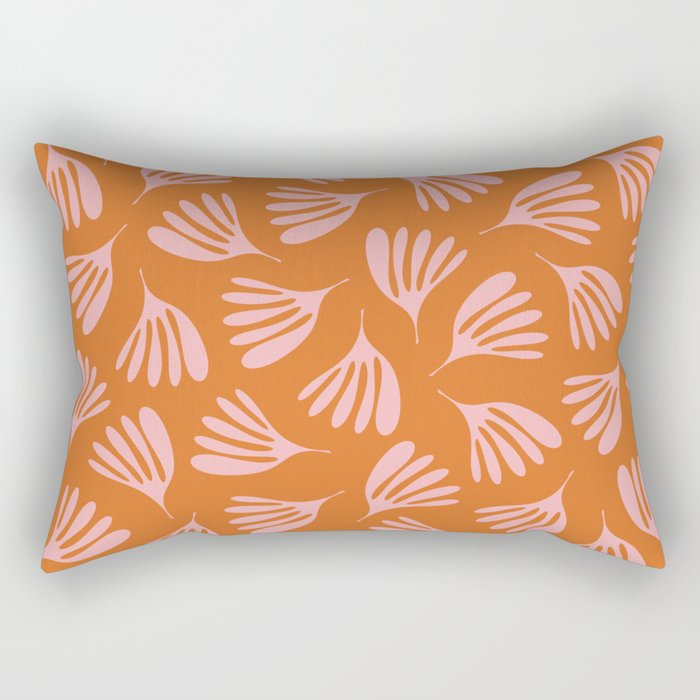 Pink and Orange Wispy Leaves Contemporary Abstract Pattern Rectangular Pillow Gallery Image 1