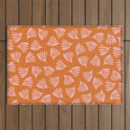 Pink and Orange Wispy Leaves Contemporary Abstract Pattern Outdoor Rug Gallery Image 1