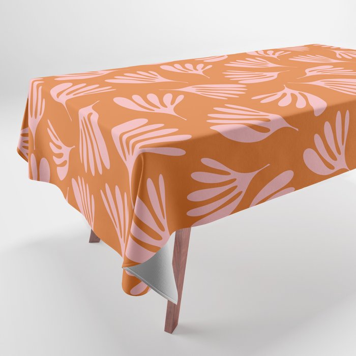 Pink and Orange Wispy Leaves Contemporary Abstract Pattern Tablecloth Gallery Image 1