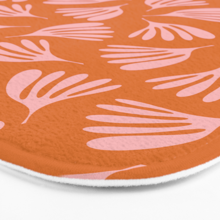 Pink and Orange Wispy Leaves Contemporary Abstract Pattern Bath Mat Gallery Image 3