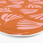 Pink and Orange Wispy Leaves Contemporary Abstract Pattern Bath Mat Gallery Image 3