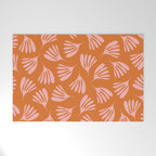 Pink and Orange Wispy Leaves Contemporary Abstract Pattern Welcome Mat Gallery Image 1