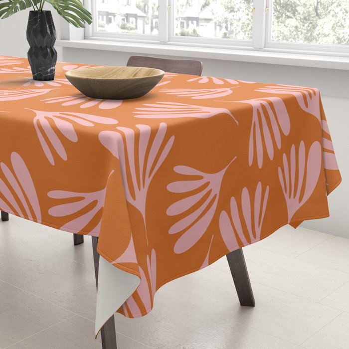 Pink and Orange Wispy Leaves Contemporary Abstract Pattern Tablecloth Gallery Image 3