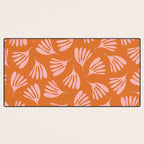 Pink and Orange Wispy Leaves Contemporary Abstract Pattern Desk Mat Gallery Image 3