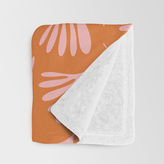 Pink and Orange Wispy Leaves Contemporary Abstract Pattern Throw Blanket Gallery Image 3
