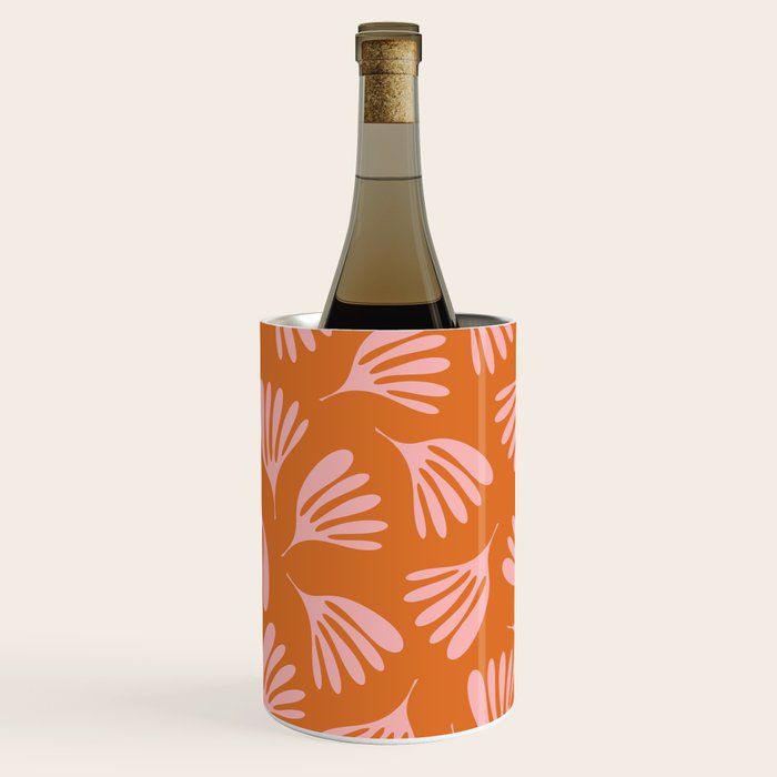 Pink and Orange Wispy Leaves Contemporary Abstract Pattern Wine Chiller Gallery Image 3