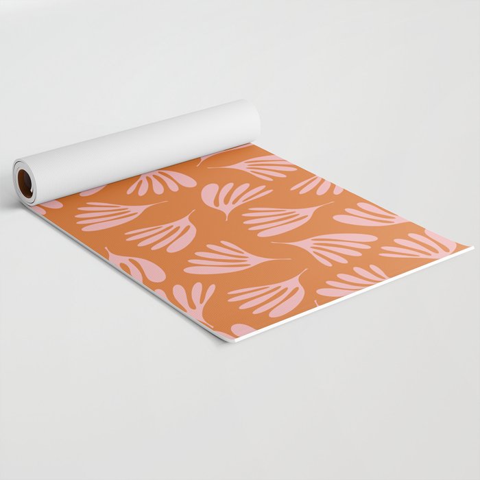 Pink and Orange Wispy Leaves Contemporary Abstract Pattern Yoga Mat Gallery Image 2