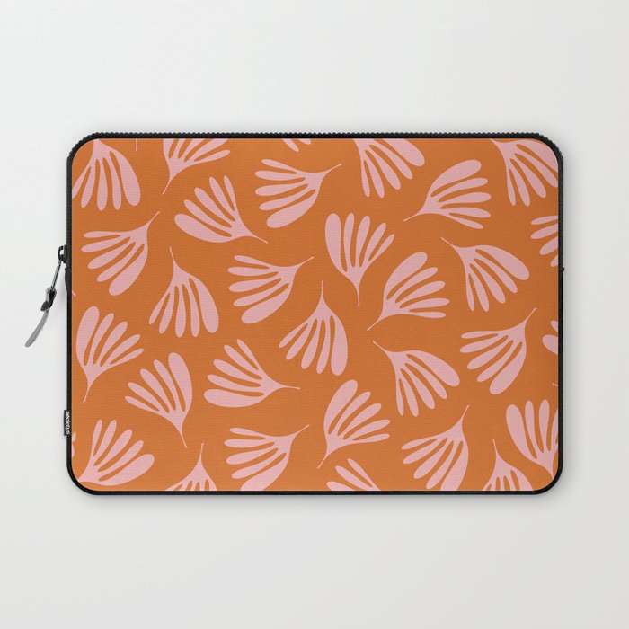 Pink and Orange Wispy Leaves Contemporary Abstract Pattern Laptop Sleeve Gallery Image 1