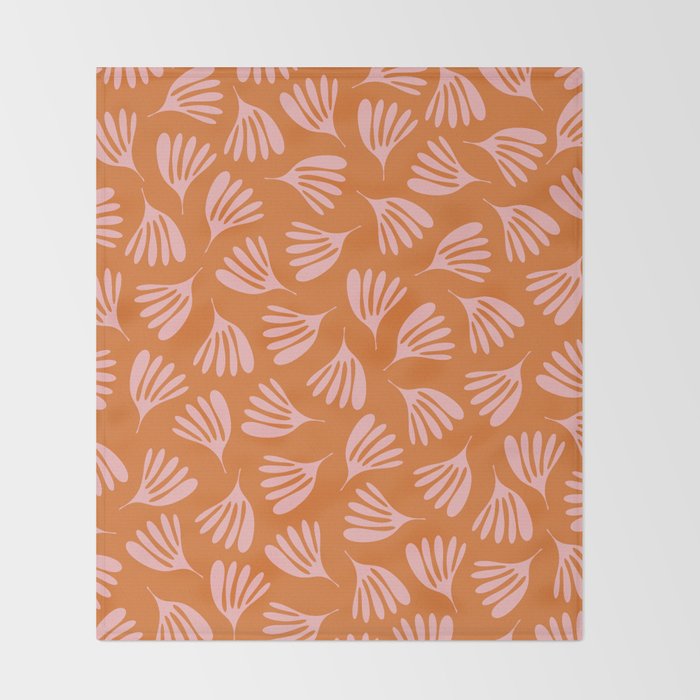 Pink and Orange Wispy Leaves Contemporary Abstract Pattern Throw Blanket Gallery Image 2
