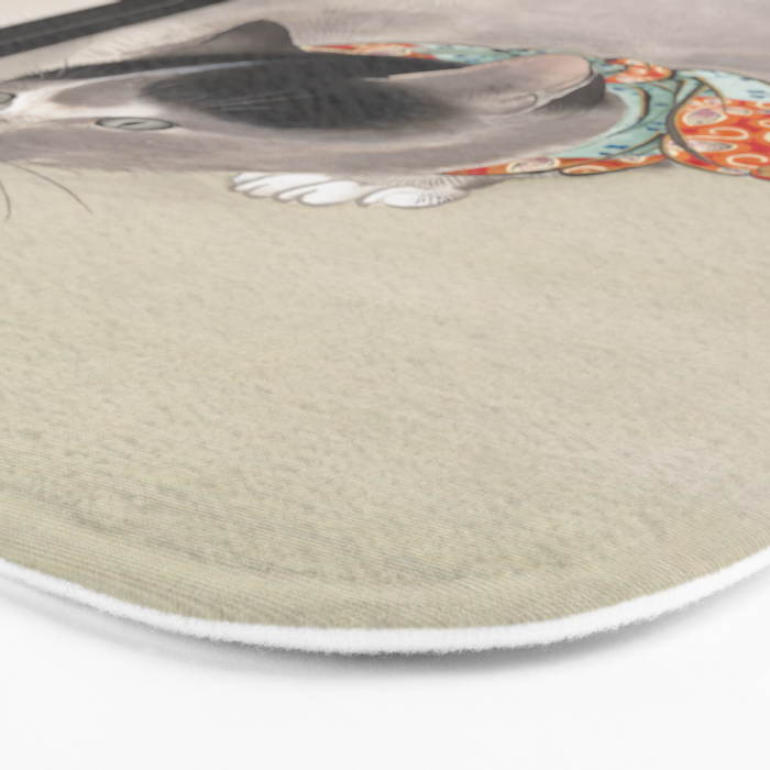 Cat Watching a Spider Japanese Painting Bath Mat Gallery Image 3