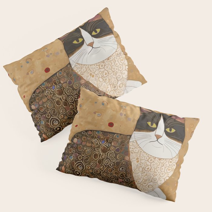 Klimt Cat with Ivory Scarf Pillow Sham Gallery Image 3