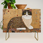 Klimt Cat with Ivory Scarf Credenza Gallery Image 1