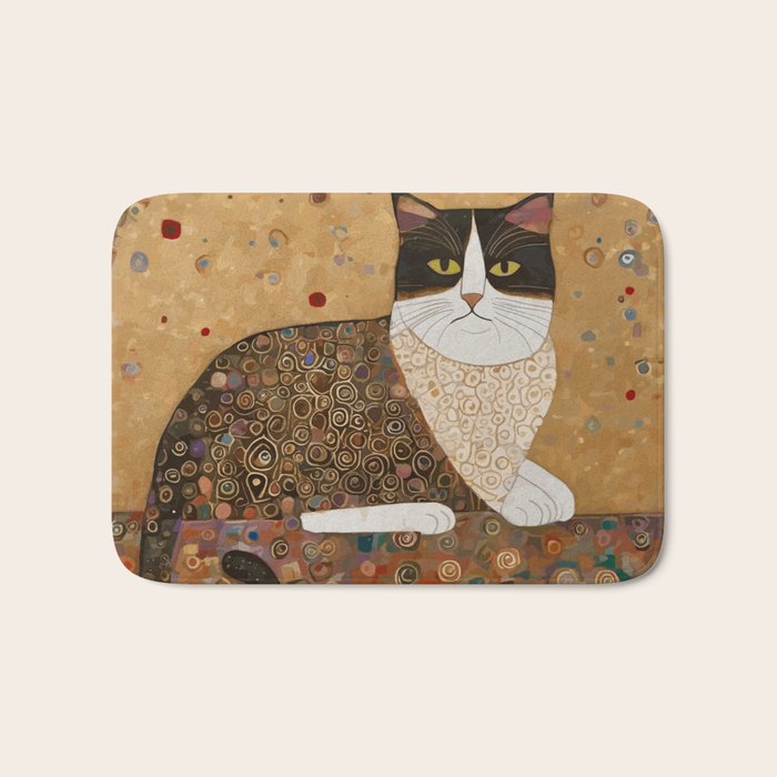 Klimt Cat with Ivory Scarf Bath Mat Gallery Image 1
