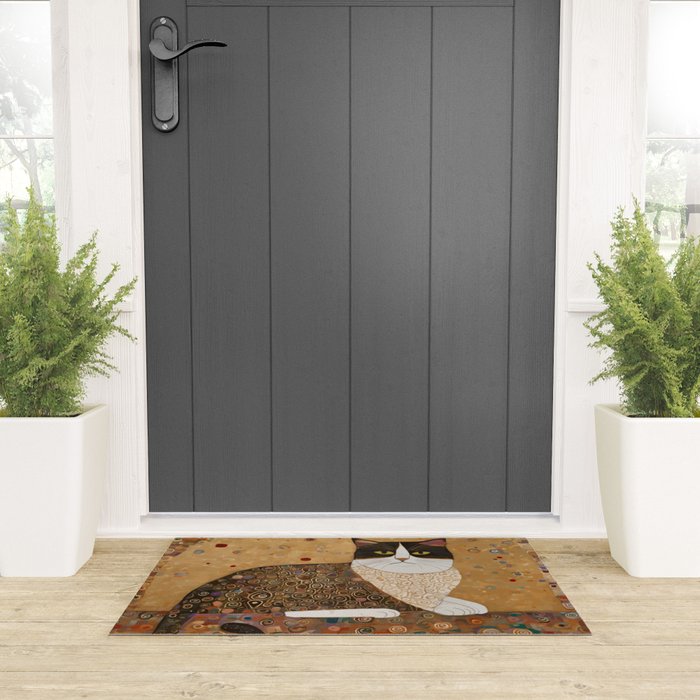 Klimt Cat with Ivory Scarf Welcome Mat Gallery Image 3