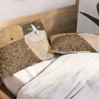 Klimt Cat with Ivory Scarf Pillow Sham Gallery Image 2