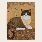 Klimt Cat with Ivory Scarf Poster Gallery Image 4