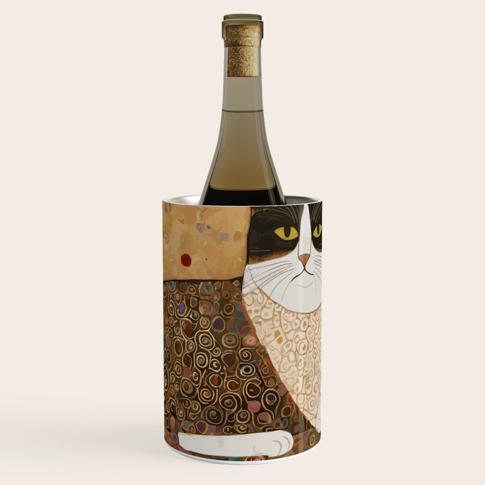 Klimt Cat with Ivory Scarf Wine Chiller Gallery Image 1