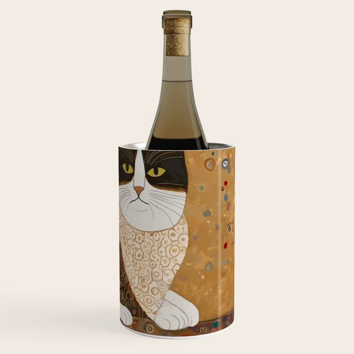 Klimt Cat with Ivory Scarf Wine Chiller Gallery Image 3