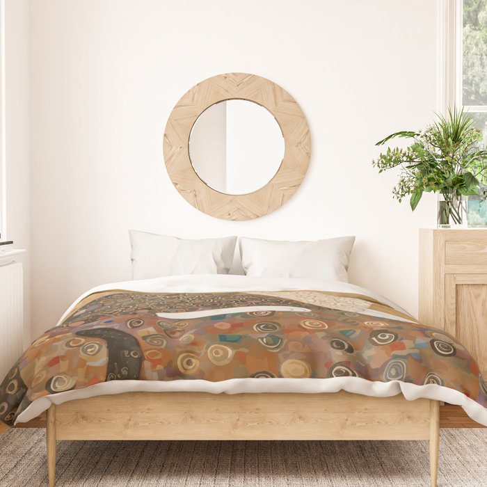 Klimt Cat with Ivory Scarf Duvet Cover Gallery Image 3
