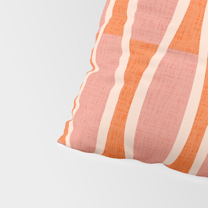 Retro Tiki Pin Stripes 327 Populuxe Orange Pink and Beige Pillow Sham Gallery Image 4