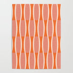 Retro Tiki Pin Stripes 327 Populuxe Orange Pink and Beige Poster Gallery Image 4