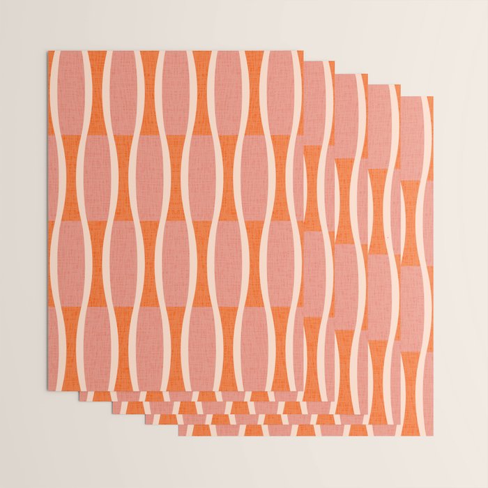 Retro Tiki Pin Stripes 327 Populuxe Orange Pink and Beige Wrapping Paper Gallery Image 3