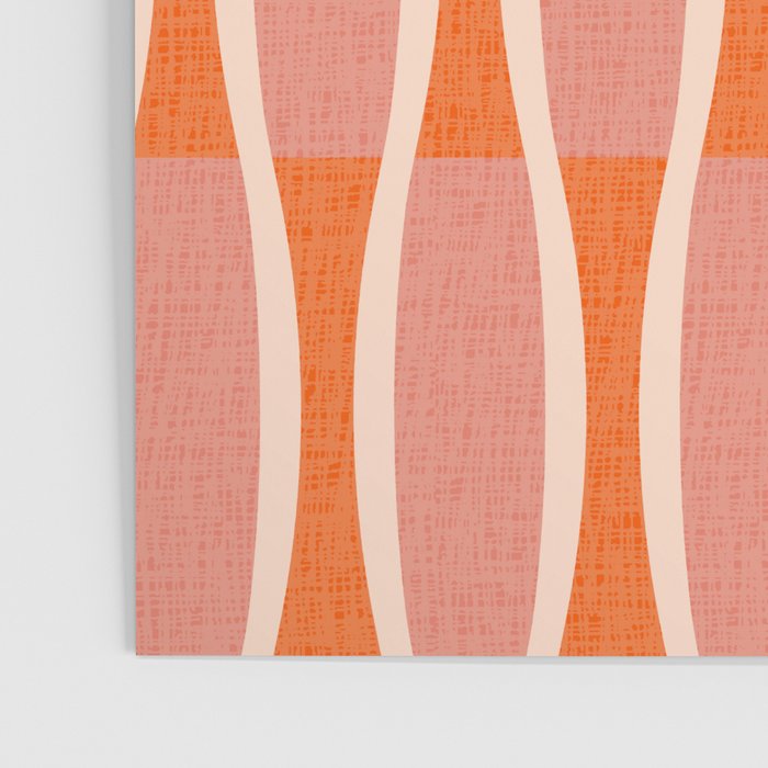 Retro Tiki Pin Stripes 327 Populuxe Orange Pink and Beige Poster Gallery Image 3