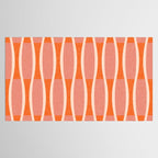 Retro Tiki Pin Stripes 327 Populuxe Orange Pink and Beige Tablecloth Gallery Image 2