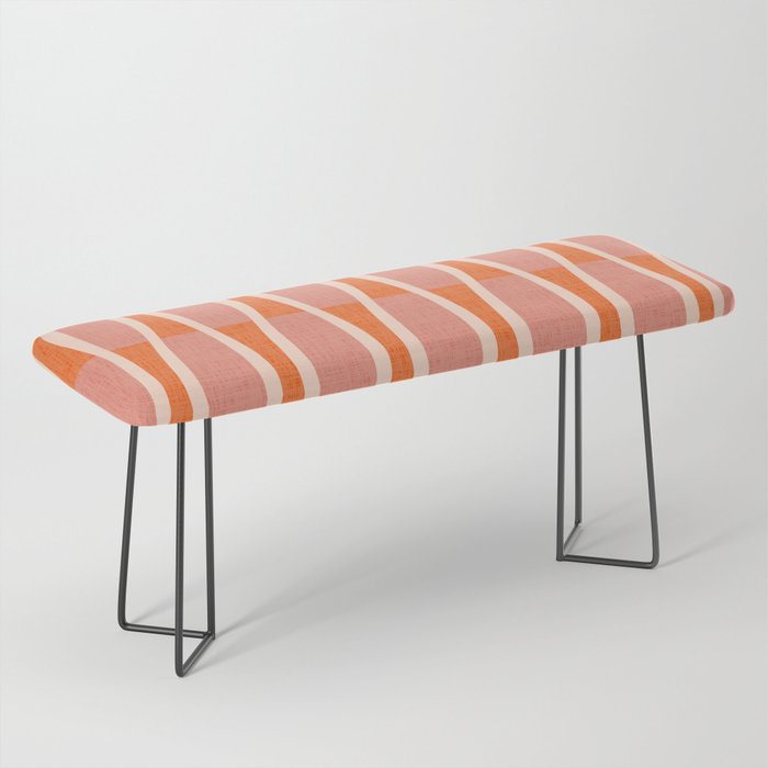 Retro Tiki Pin Stripes 327 Populuxe Orange Pink and Beige Bench Gallery Image 1