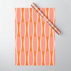 Retro Tiki Pin Stripes 327 Populuxe Orange Pink and Beige Wrapping Paper Gallery Image 1