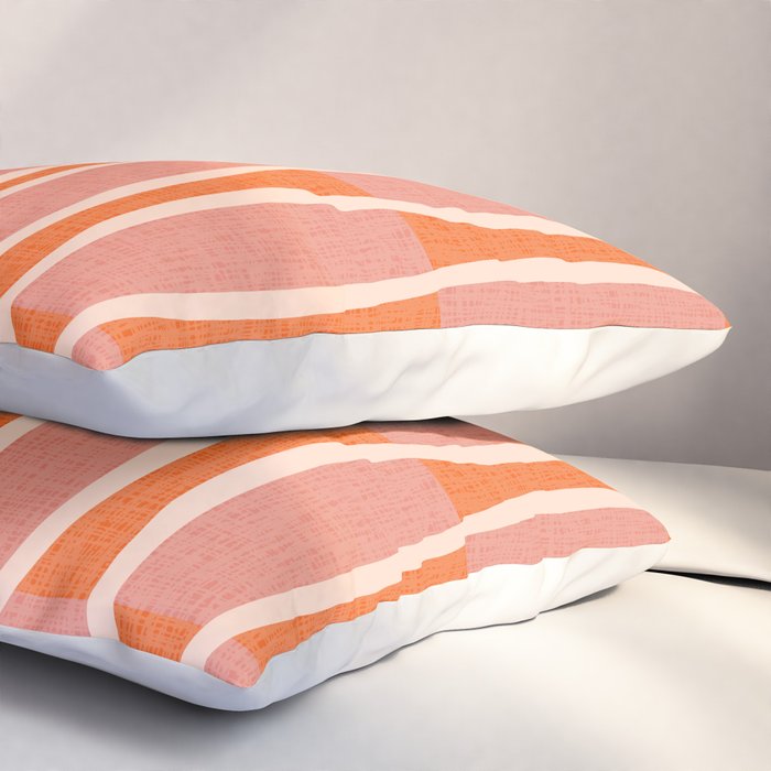 Retro Tiki Pin Stripes 327 Populuxe Orange Pink and Beige Pillow Sham Gallery Image 3