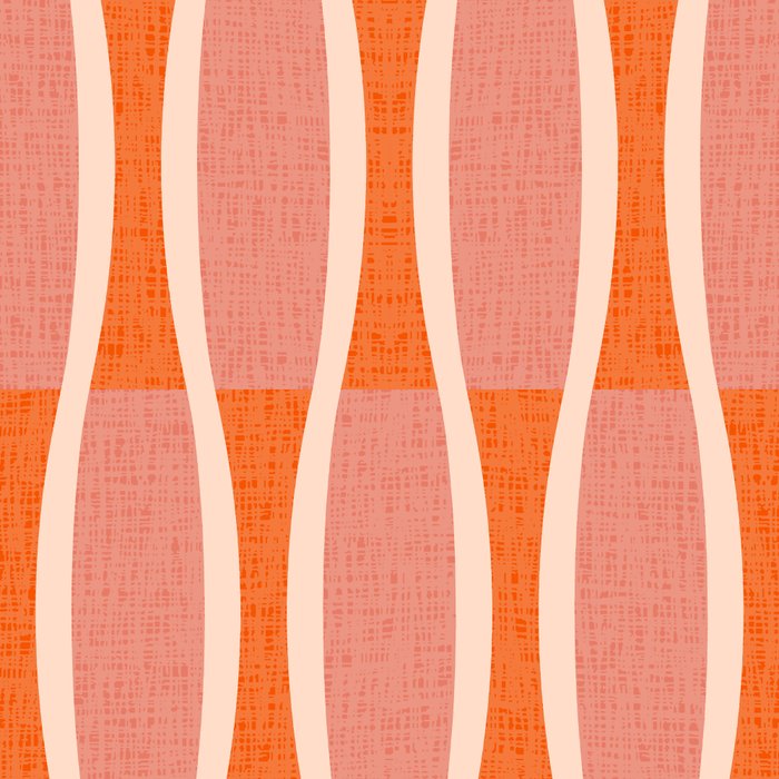Retro Tiki Pin Stripes 327 Populuxe Orange Pink and Beige Coffee Mug Gallery Image 2