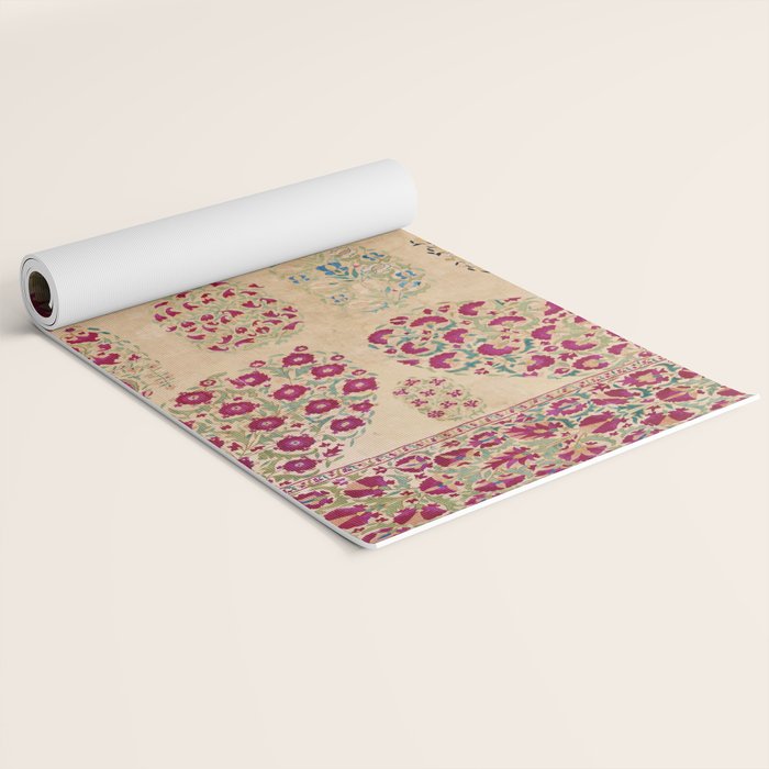 Bokhara Suzani Southwest Uzbekistan Floral Print Yoga Mat Gallery Image 2