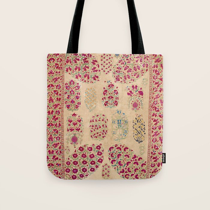 Bokhara Suzani Southwest Uzbekistan Floral Print Tote Bag Gallery Image 1