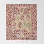 Bokhara Suzani Southwest Uzbekistan Floral Print Throw Blanket Gallery Image 2