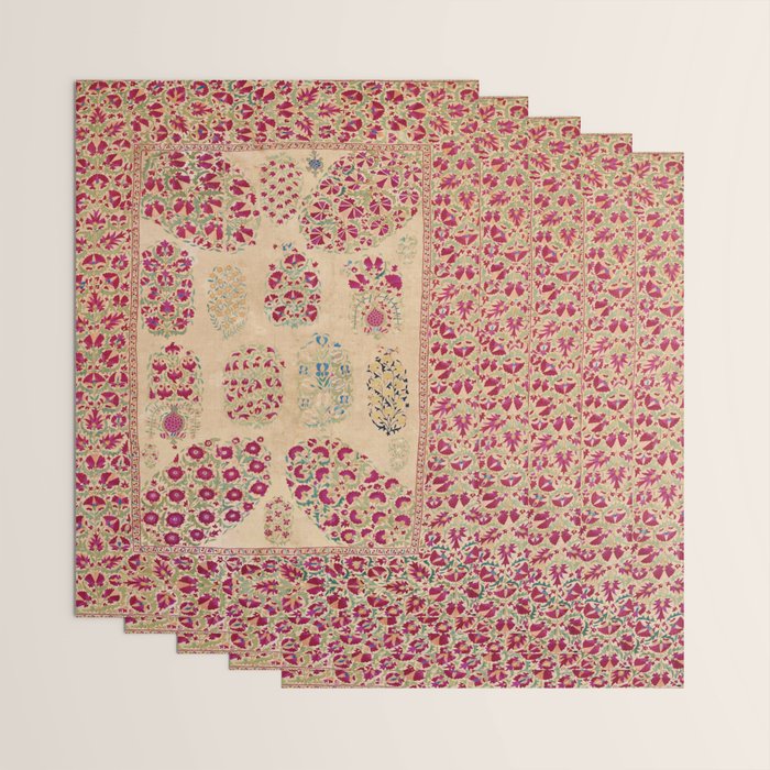 Bokhara Suzani Southwest Uzbekistan Floral Print Wrapping Paper Gallery Image 3